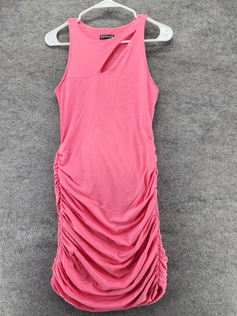 Express Dress Womens Small Sleeveless Pink Side Ruched Knee Length